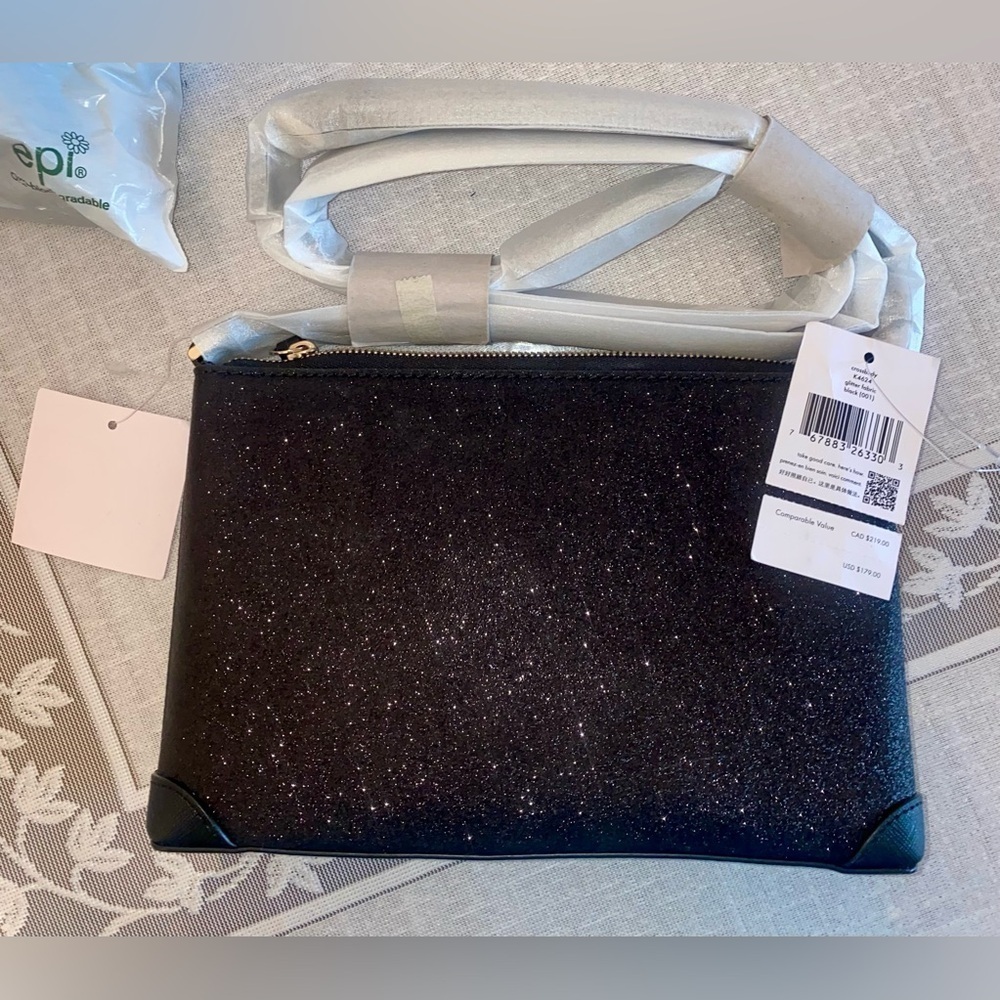 Kate Spade Black Glitter Clutch - Picture 3 of 5